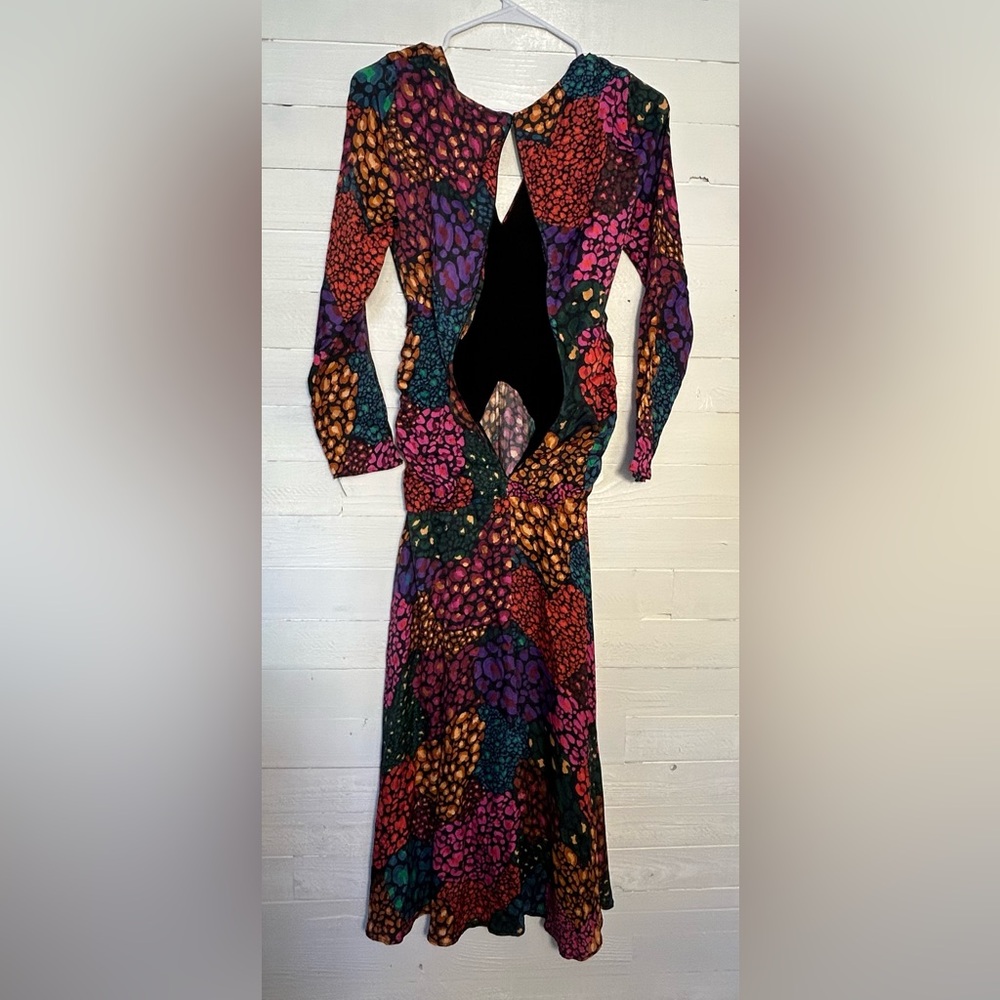 Farm Rio Rainbow Hearts Ruched midi dress.  Women’s size XS. **Broken zipper** - Picture 4 of 11